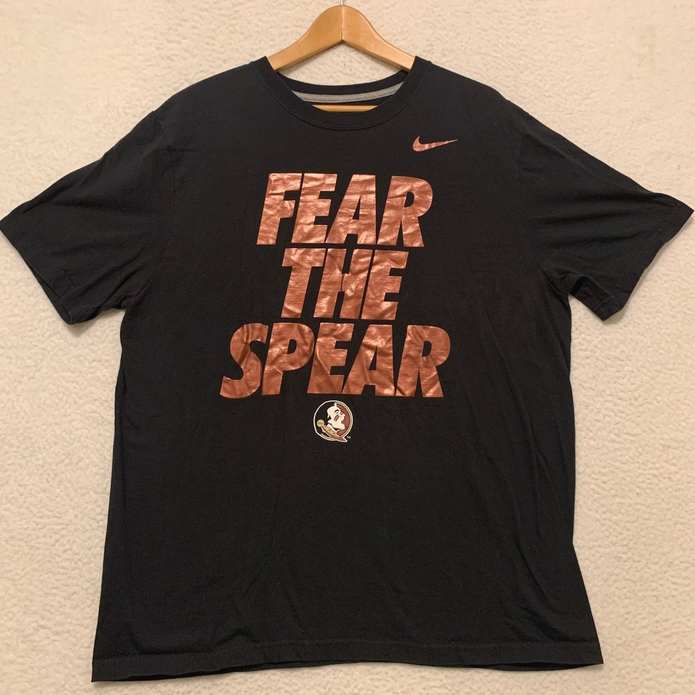Nike Florida State Seminoles Fear The Spear T-Shirt Mens XL Black FSU Graphic